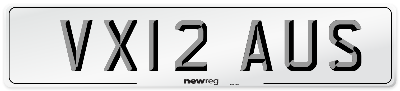 VX12 AUS Number Plate from New Reg